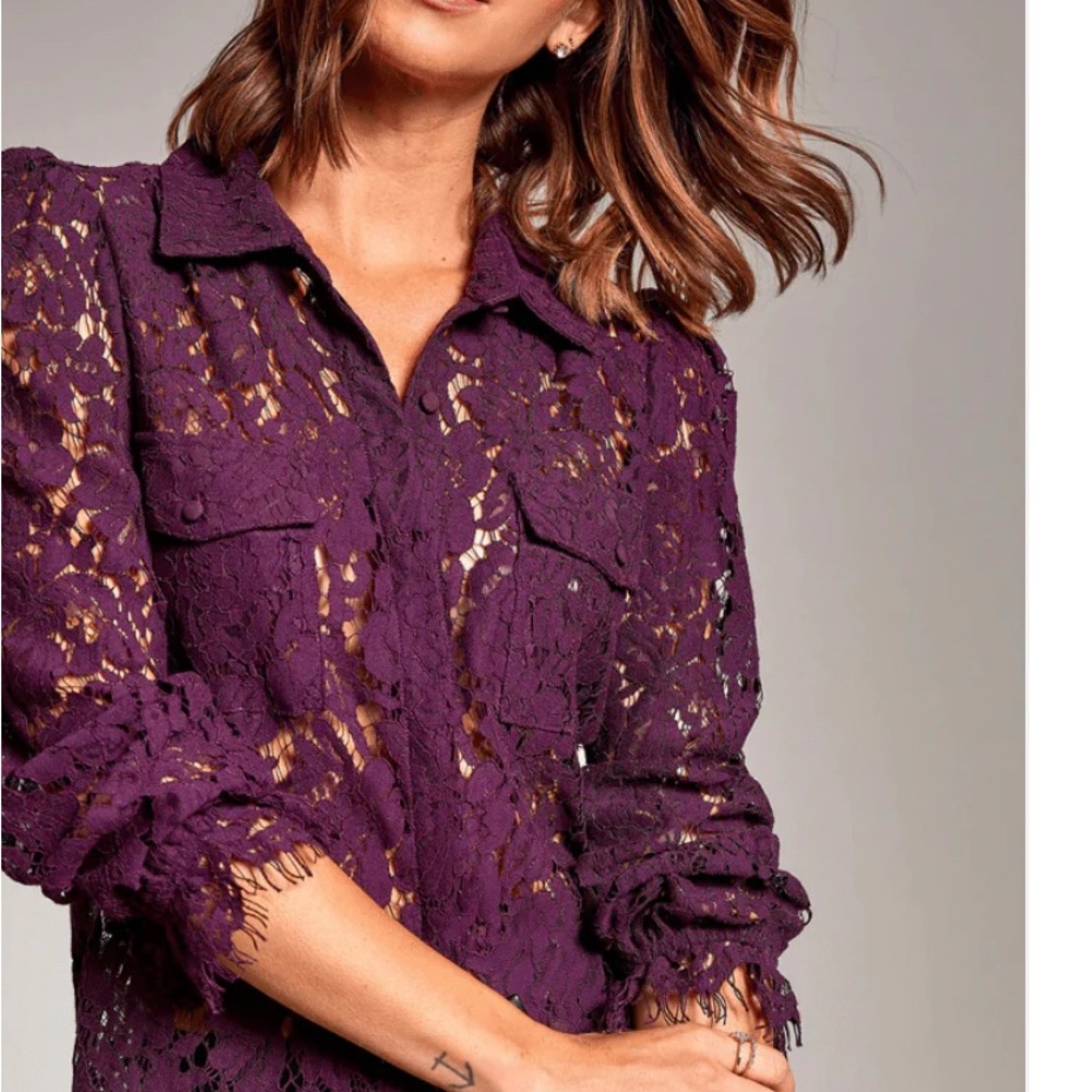 Generation Love Deep Purple Lace Blouse